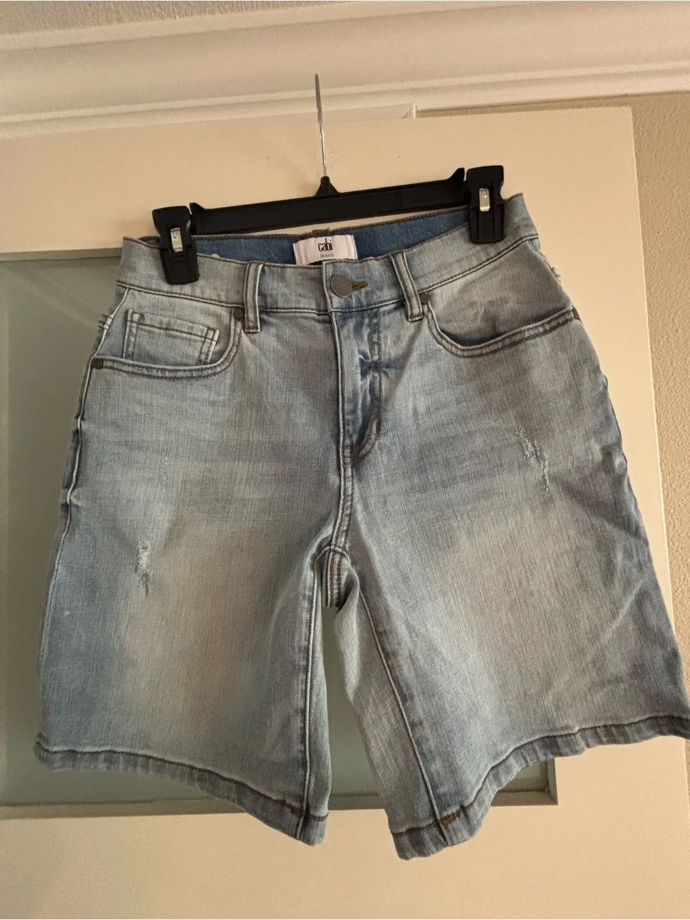 Cabi Light Wash Denim Bermuda Shorts